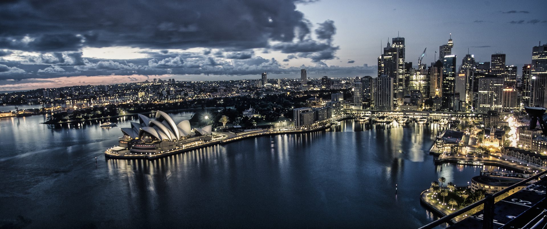 Sydney Opera House and Circular Quay taken from Harbour Bridge