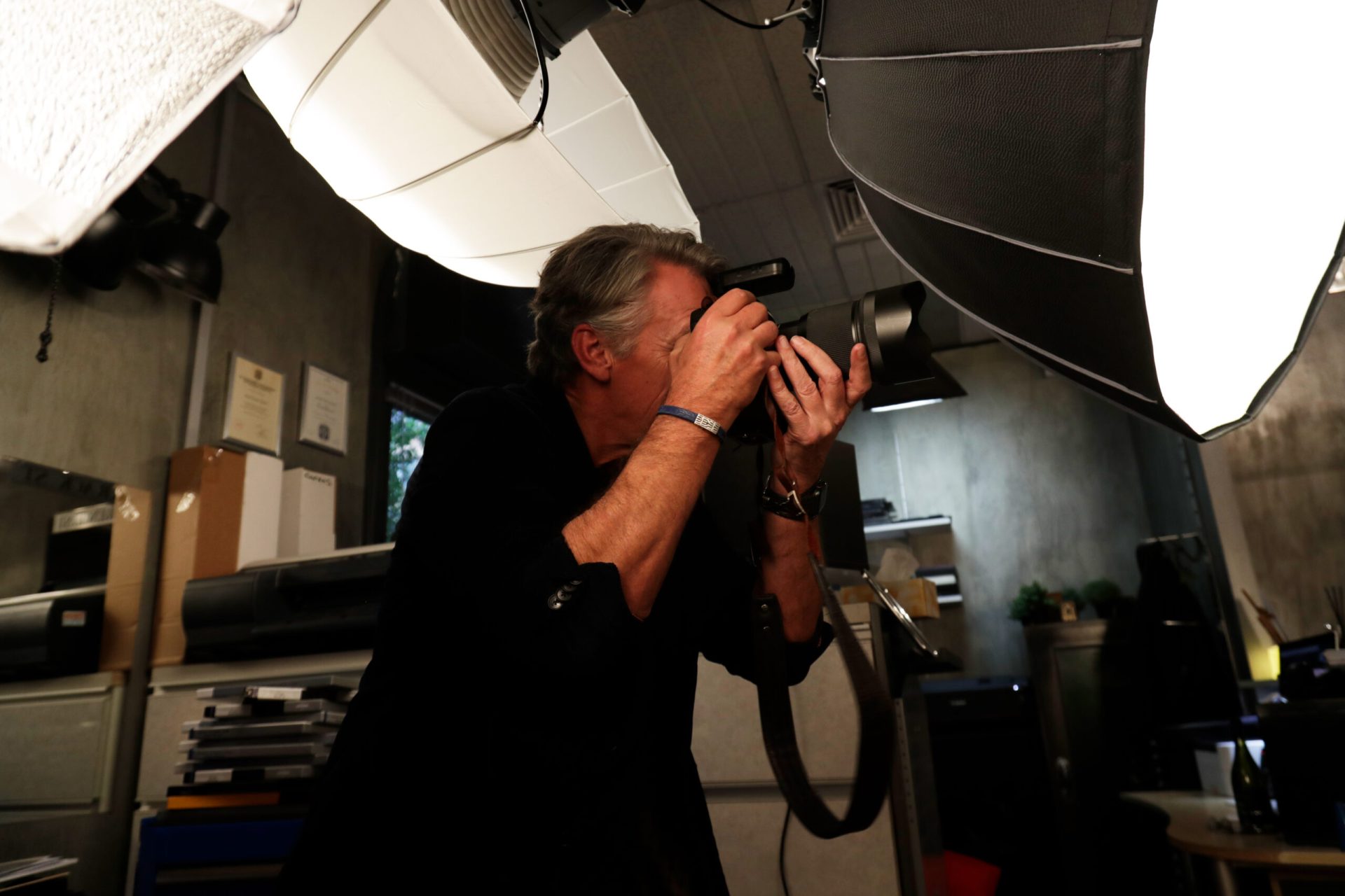Taking studio portrait photos