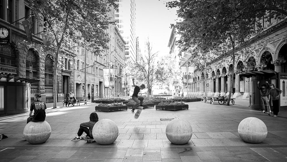 Martin Place Skateboarders Last Day of Lockdown 2